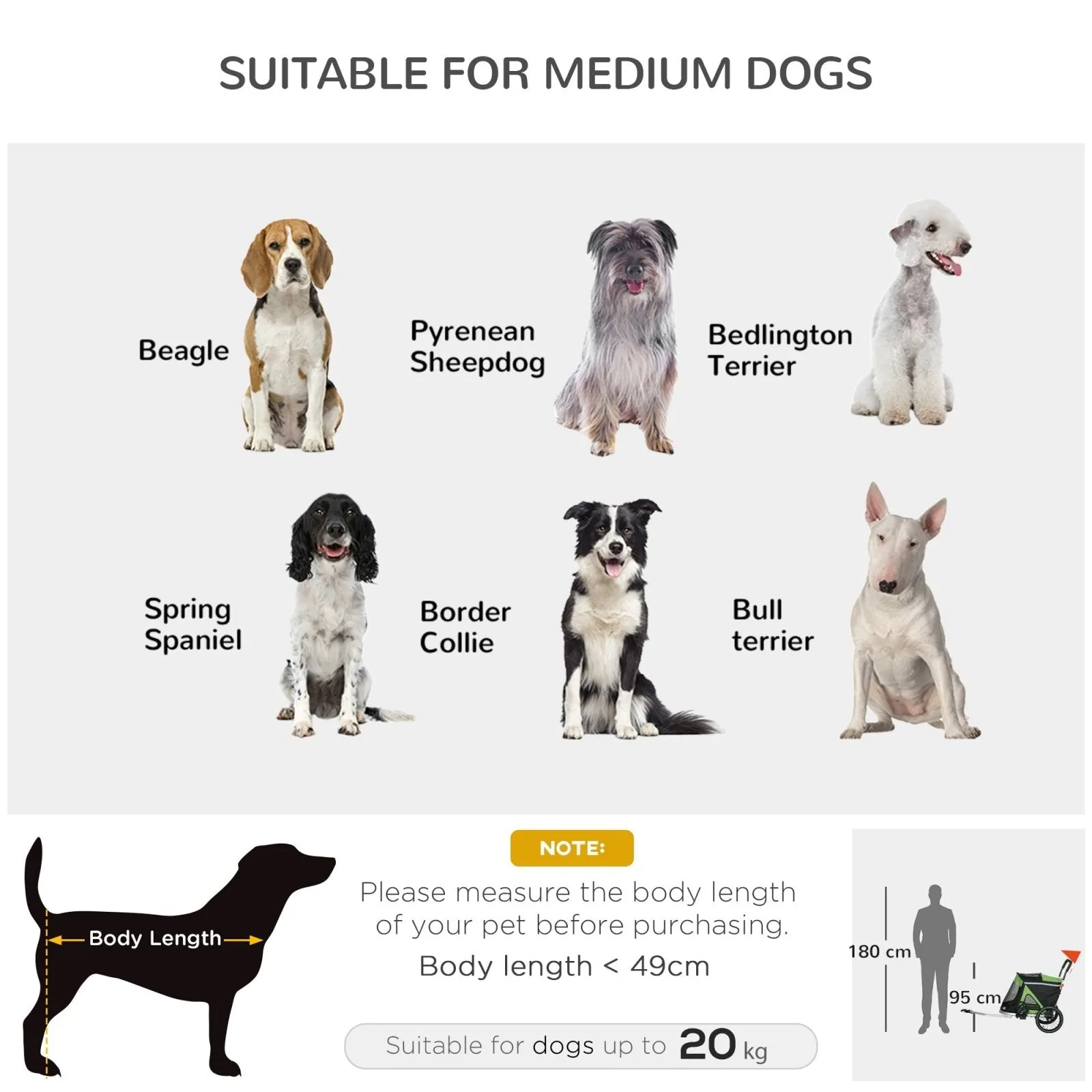 2 in 1 Aluminium Foldable Dog Bike Trailer Pet Stroller for Medium Dogs - Green
