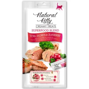 25% OFF (Exp 7Mar25): Natural Kitty Superfood Blend Tuna, Salmon & Cranberry Creamy Liquid Cat Treats 48g