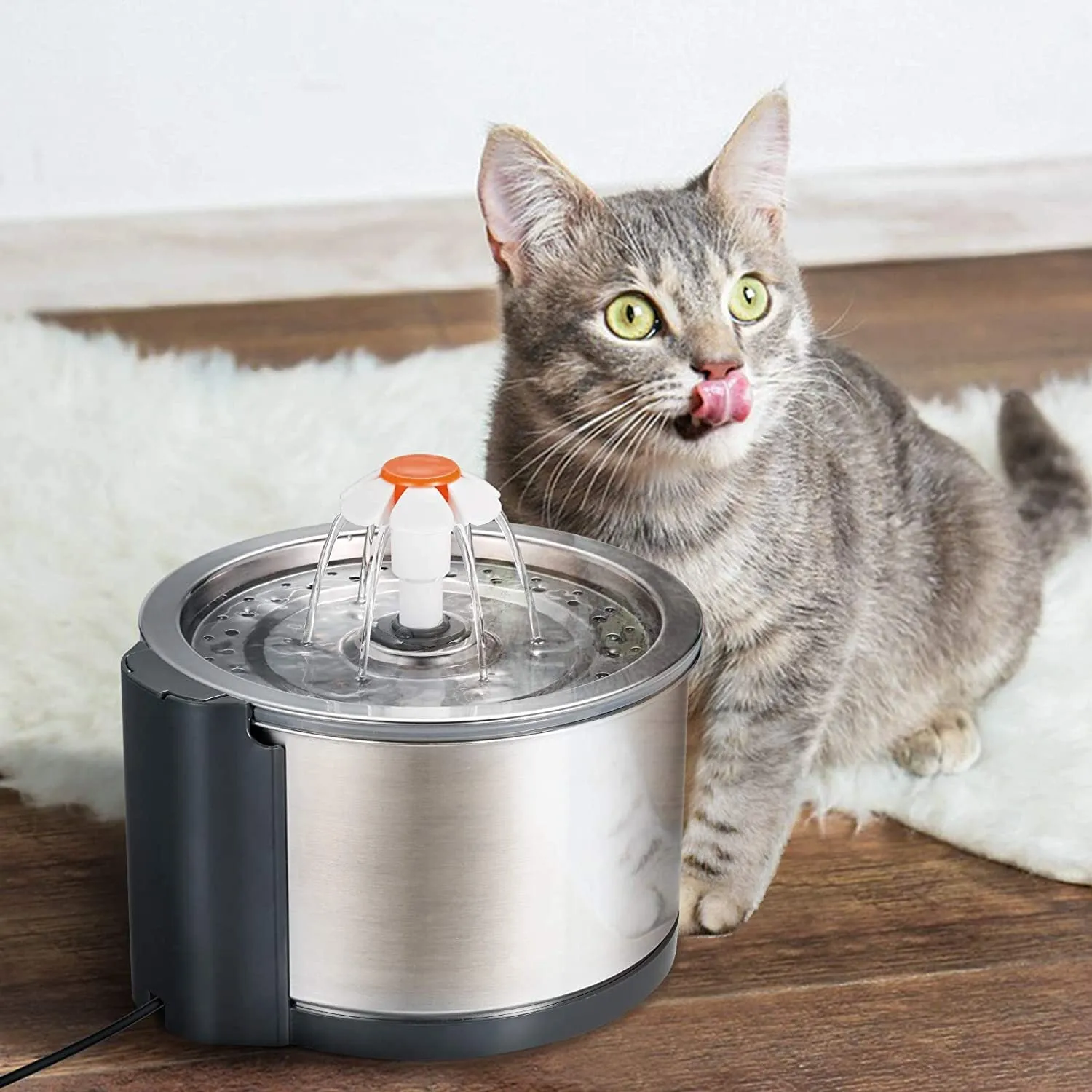 2.5L Automatic Electric Pet Water Fountain, BPA-Free, Stainless Steel - YES4PETS