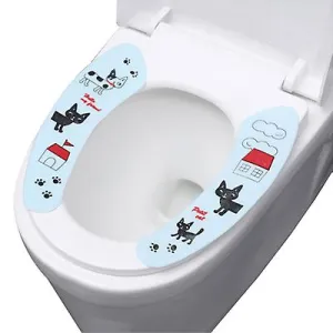 2Pcs cat blue Adhesive cartoon toilet stickers to keep warm and thick electrostatic toilet seat toilet cushion washable cartoon toilet cushion AZ15322