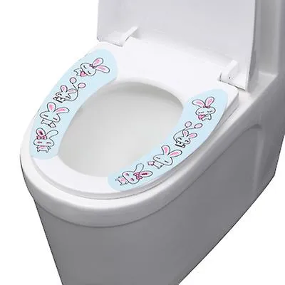2Pcs cat blue Adhesive cartoon toilet stickers to keep warm and thick electrostatic toilet seat toilet cushion washable cartoon toilet cushion AZ15322