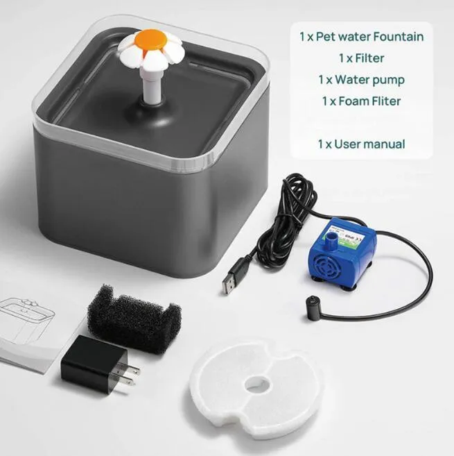 Automatic Cat Water Fountain Filter Indoor 2L LED Drinker