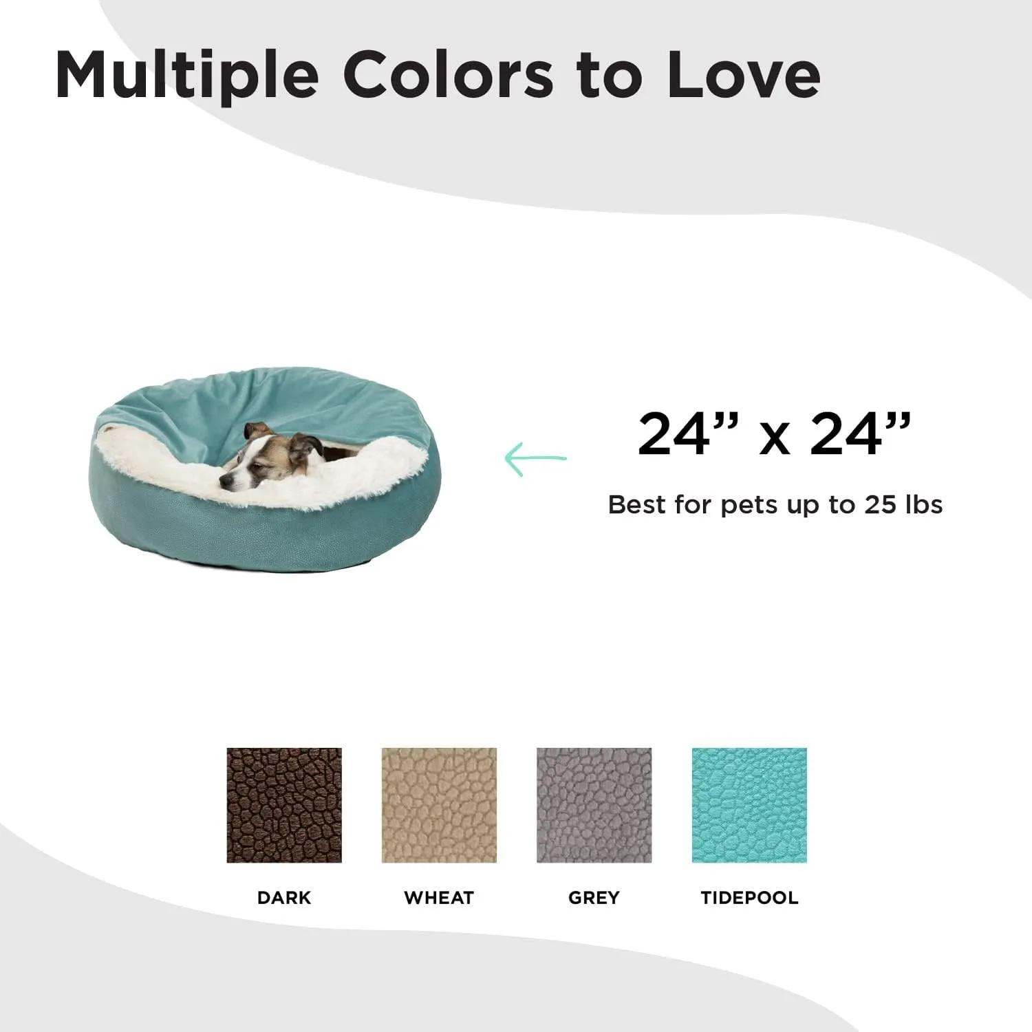 Best Friends by Sheri Cozy Cuddler Ilan Covered Cat and Dog Bed with Attached Blanket, Tide Pool Blue, 24"x24"