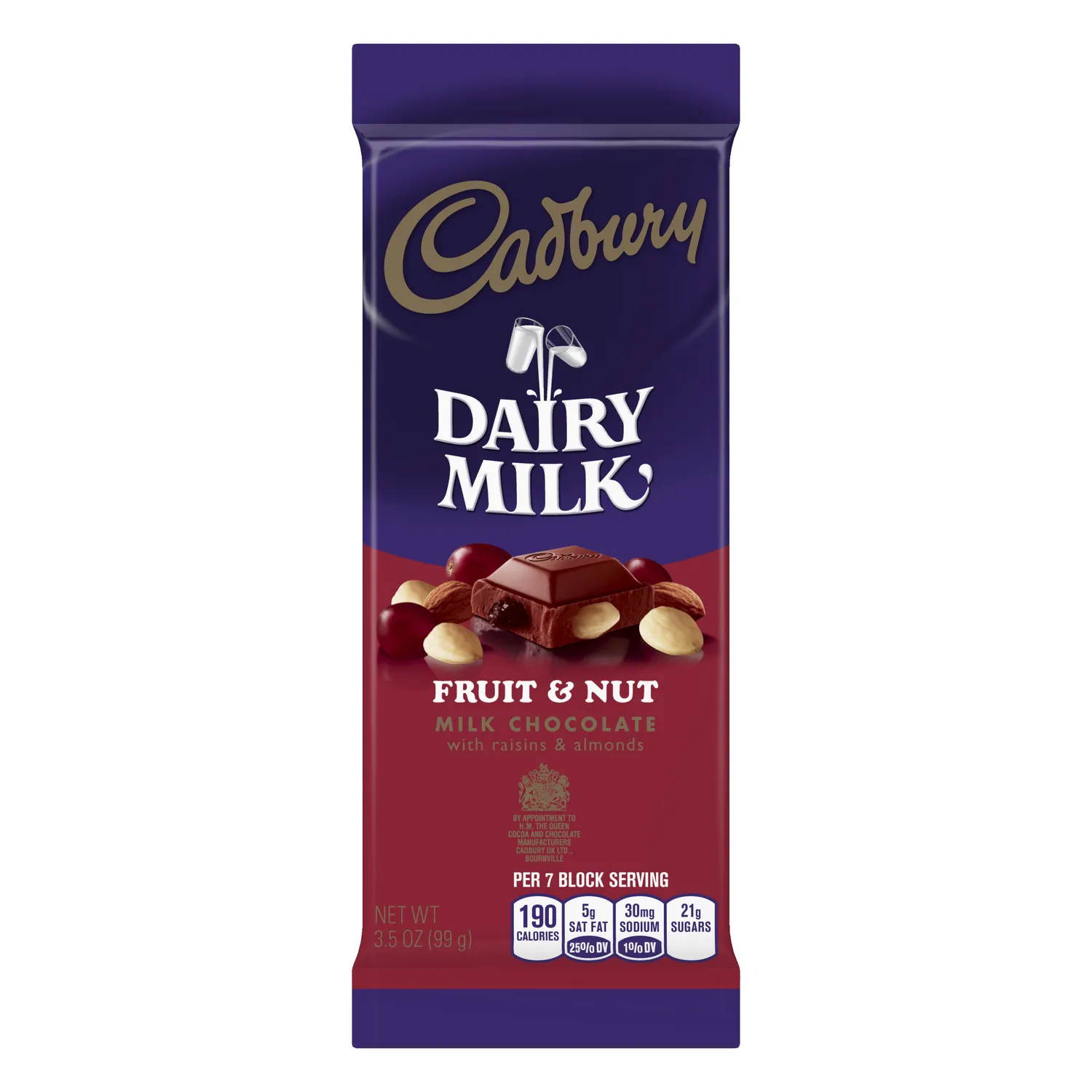 Cadbury Premium Bar Fruit & Nut 3.5oz