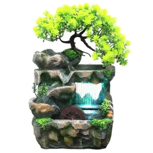 CALANDIS® Tabletop Water Fountain with Light Desk Decoration for Living Room Versatile | 1 Desktop Water Fountain Ornament with Water Pump