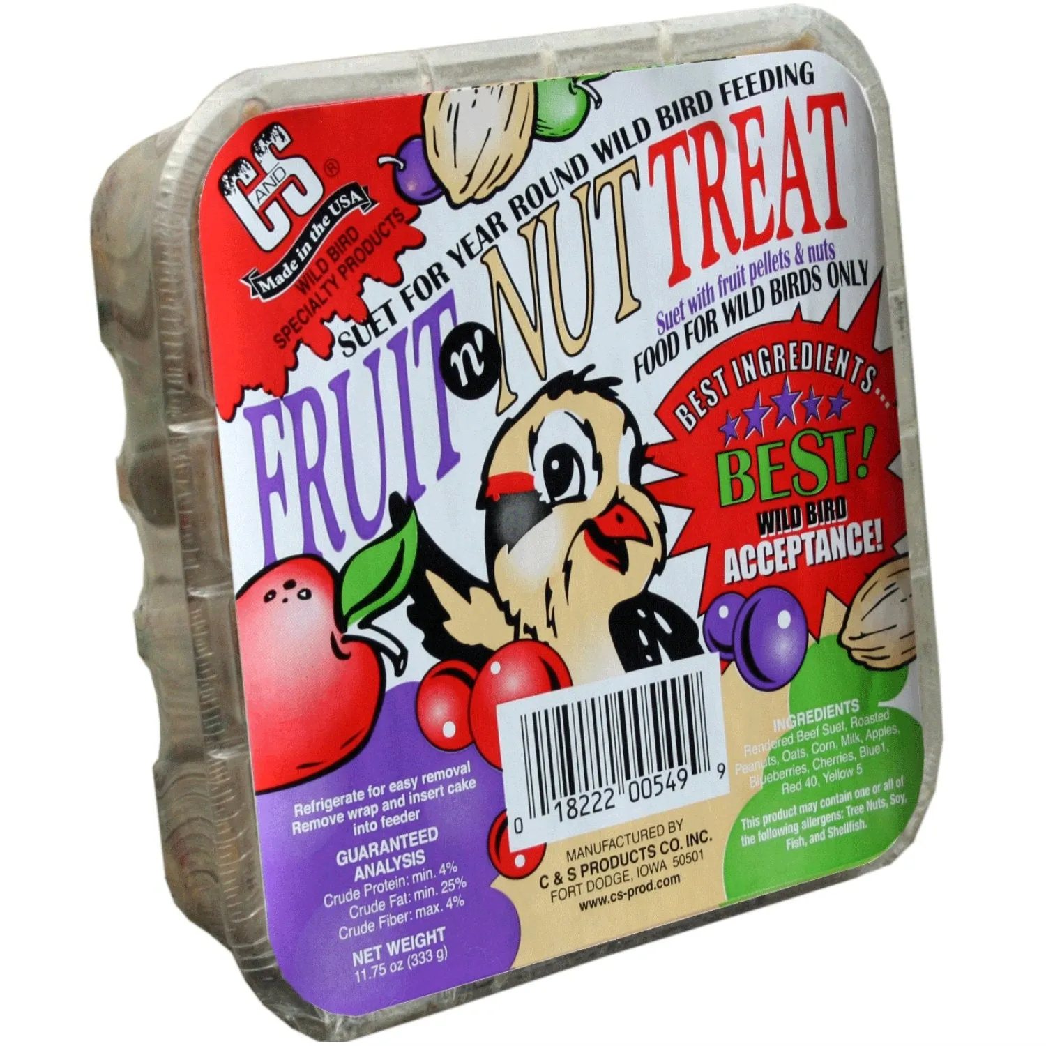 C&S® 12549 Fruit 'N Nut Treat Suet Cake, 11.75 Oz