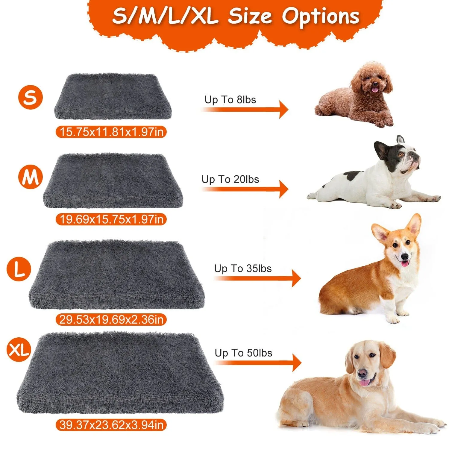 Dog Bed Soft Plush Cushion Cozy Warm Pet Crate Mat Dog Carpet