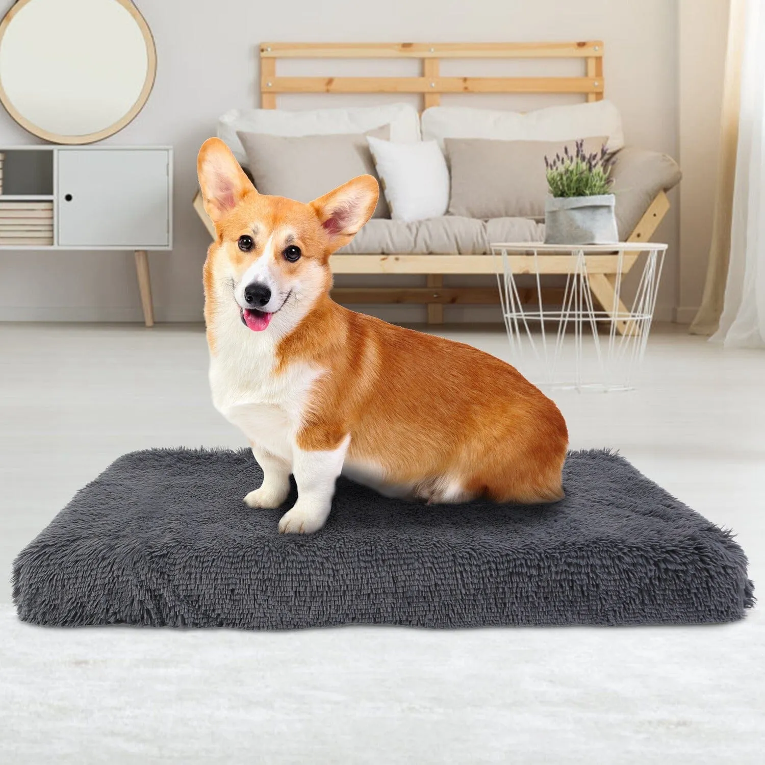 Dog Bed Soft Plush Cushion Cozy Warm Pet Crate Mat Dog Carpet