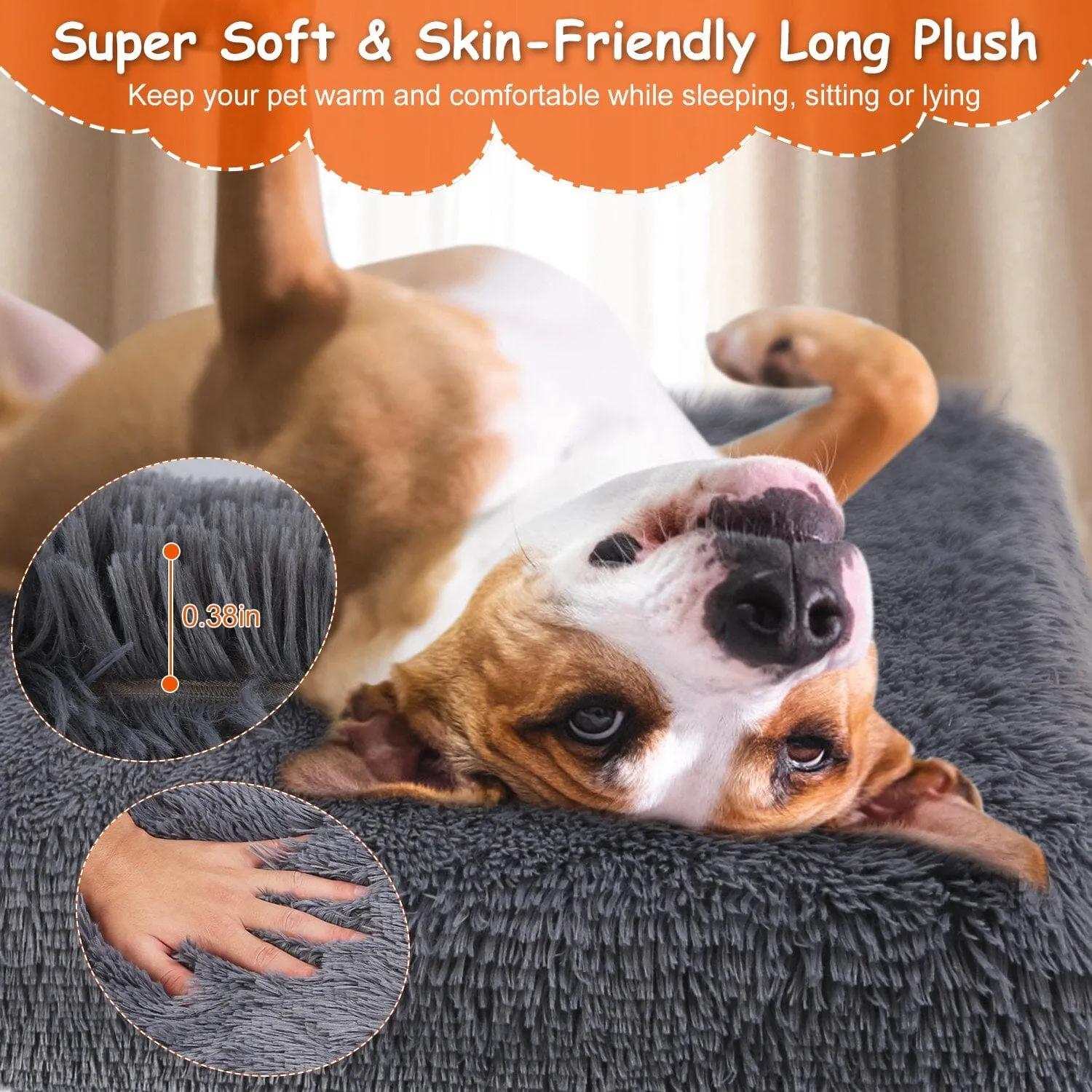 Dog Bed Soft Plush Cushion Cozy Warm Pet Crate Mat Dog Carpet