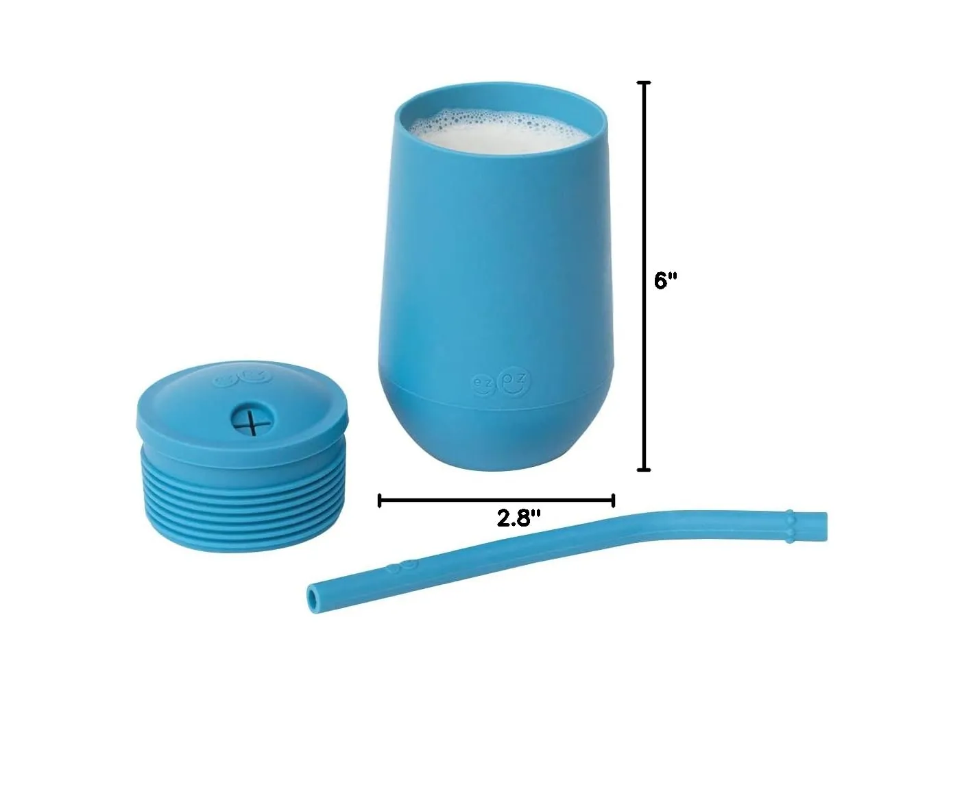 ezpz Happy Cup   Straw System - 24 months  (Blue) - 100% Silicone Cup   Straw for Older Toddler   Preschoolers