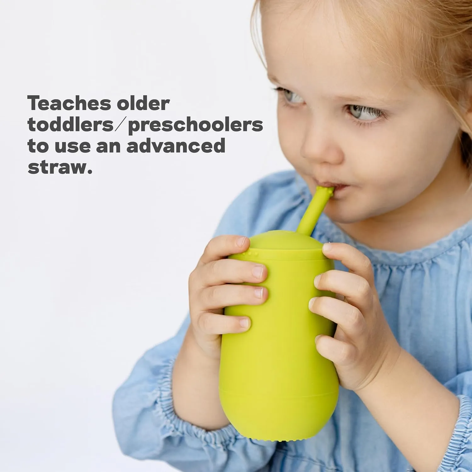 ezpz Happy Cup   Straw System - 24 months  (Blue) - 100% Silicone Cup   Straw for Older Toddler   Preschoolers