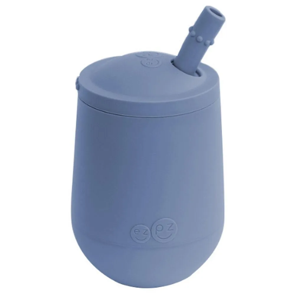 ezpz Mini Cup   Straw Training System - 9 Months  (Indigo) - 100% Silicone Training Cup for Infants   Toddlers - Designed by a Pediatric Feeding Specialist