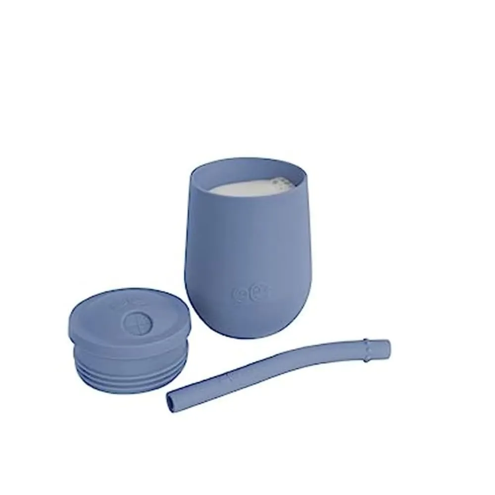 ezpz Mini Cup   Straw Training System - 9 Months  (Indigo) - 100% Silicone Training Cup for Infants   Toddlers - Designed by a Pediatric Feeding Specialist
