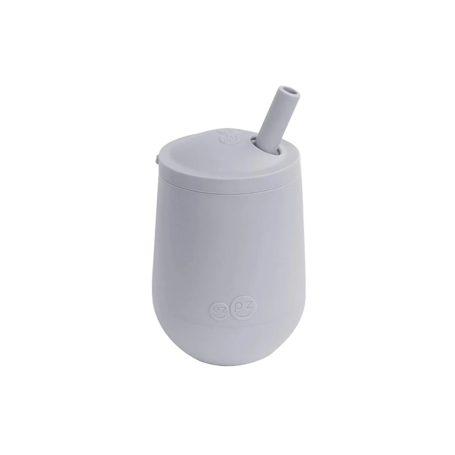 ezpz Mini Cup   Straw Training System - 9 Months  (Pewter) - 100% Silicone Training Cup for Infants   Toddlers - Designed by a Pediatric Feeding Specialist