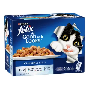 Felix Ocean Menus in Jelly Adult Wet Cat Food Pouces 12x85g