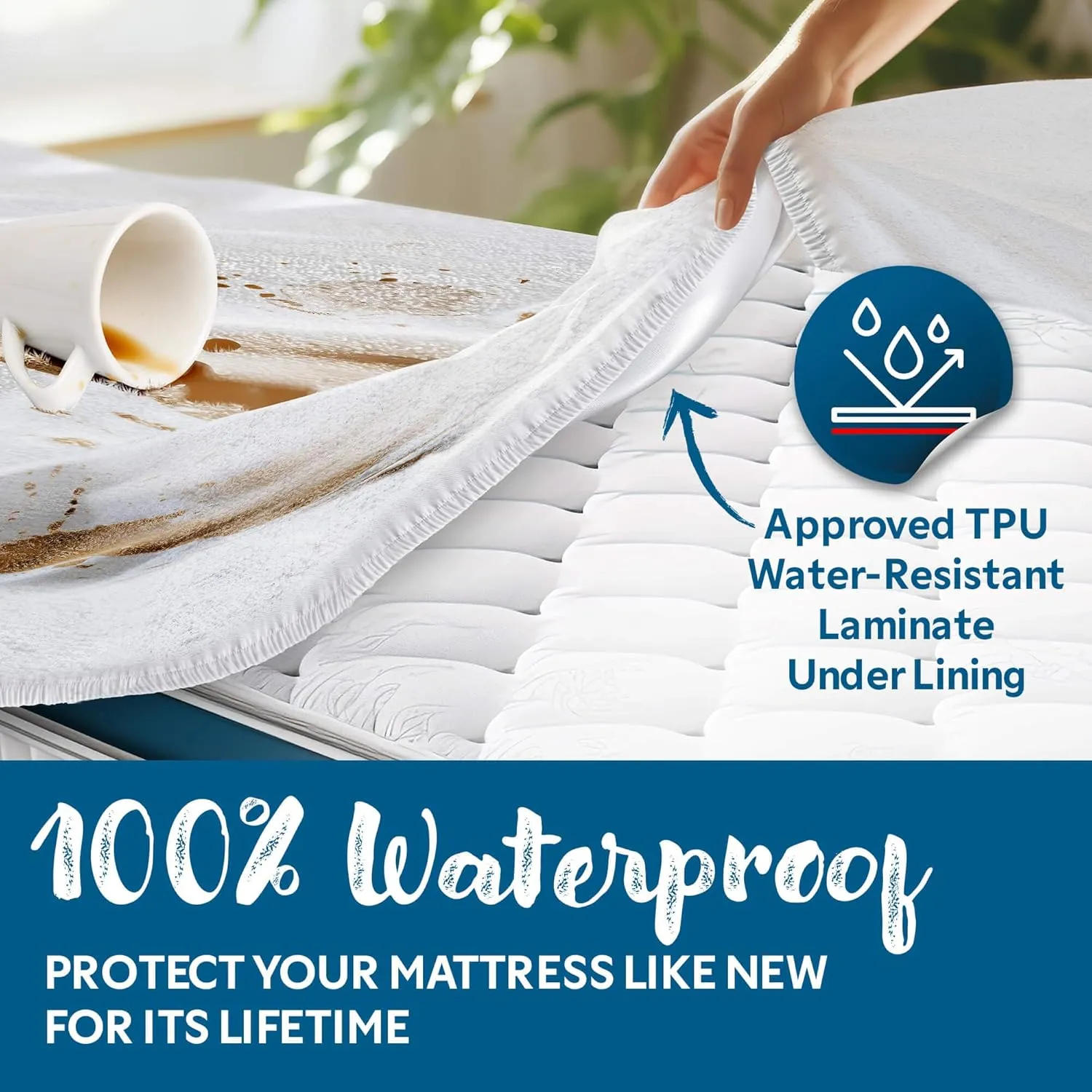 Guardmax Terry Cotton Queen Size Mattress Protector - Waterproof & Dust Mite Proof Mattress Cover with Stretchable Pockets - Soft, Comfortable, & Noiseless Waterproof Fitted Sheet.(60 x 80 x 15)