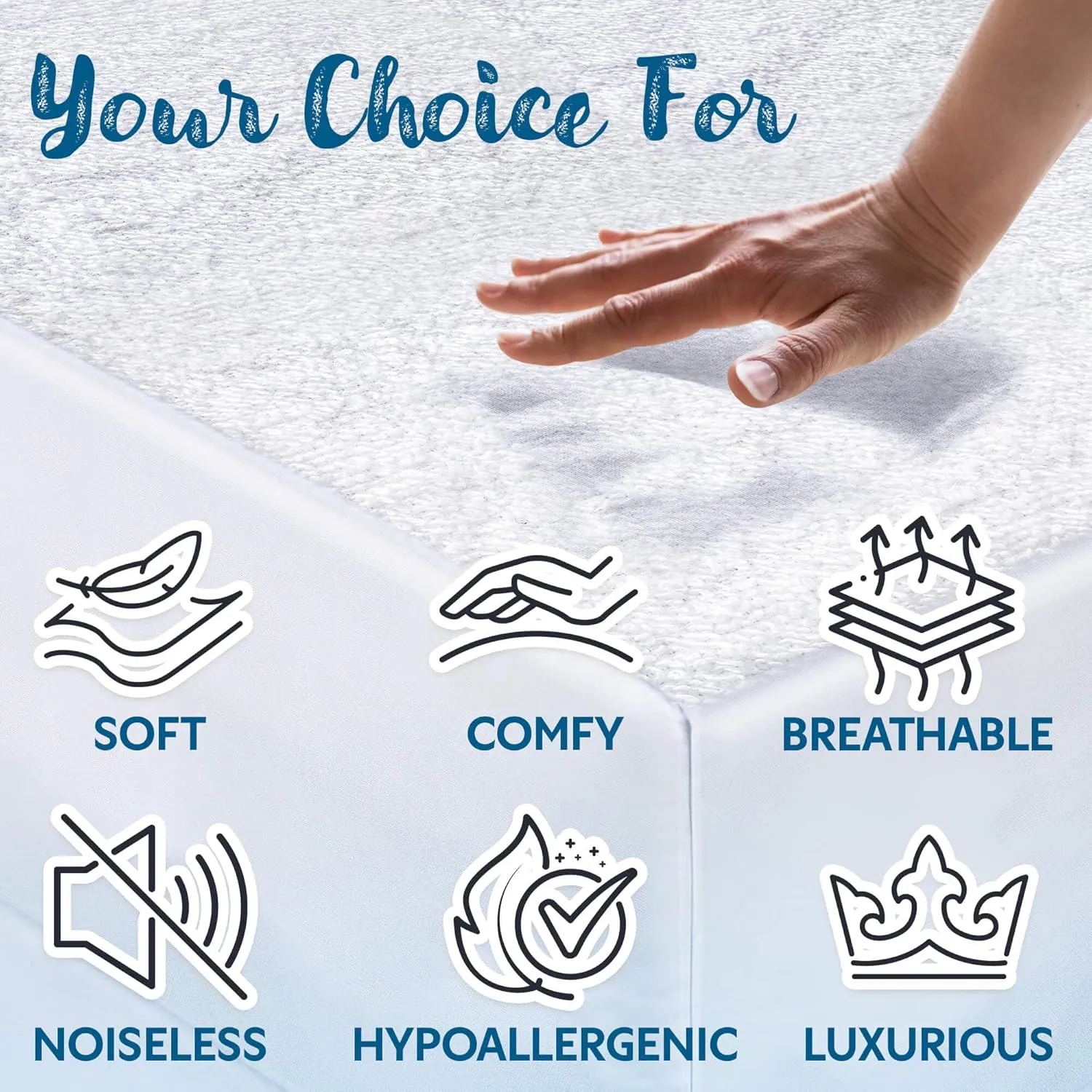 Guardmax Terry Cotton Queen Size Mattress Protector - Waterproof & Dust Mite Proof Mattress Cover with Stretchable Pockets - Soft, Comfortable, & Noiseless Waterproof Fitted Sheet.(60 x 80 x 15)