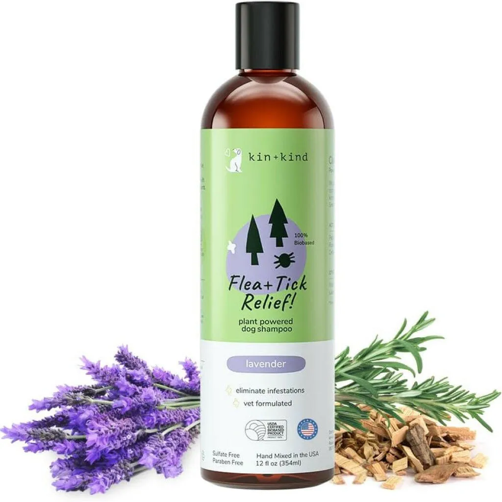 kin kind Flea   Tick Relief Lavender Shampoo for Dogs (12 oz)
