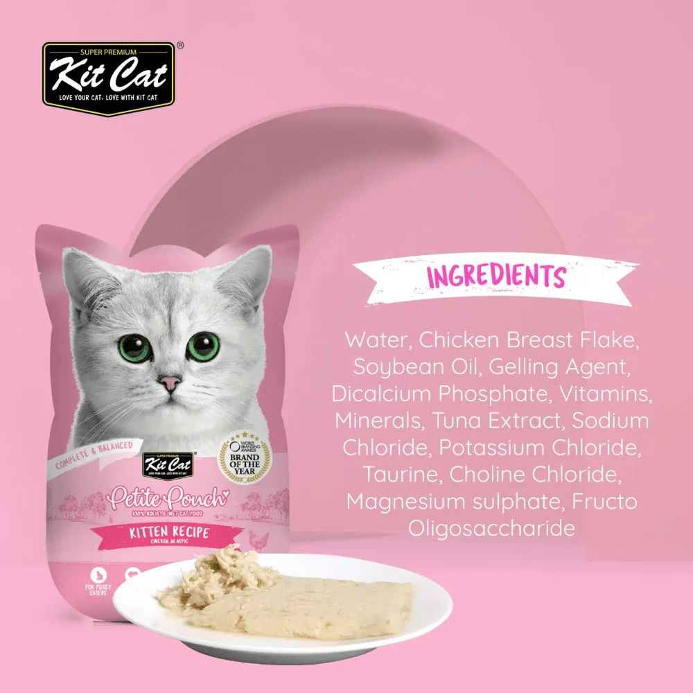 Kit Cat Tuna and White Fish, Tuna & Salmon Fish and Kitten Chicken Cat Wet Food Combo