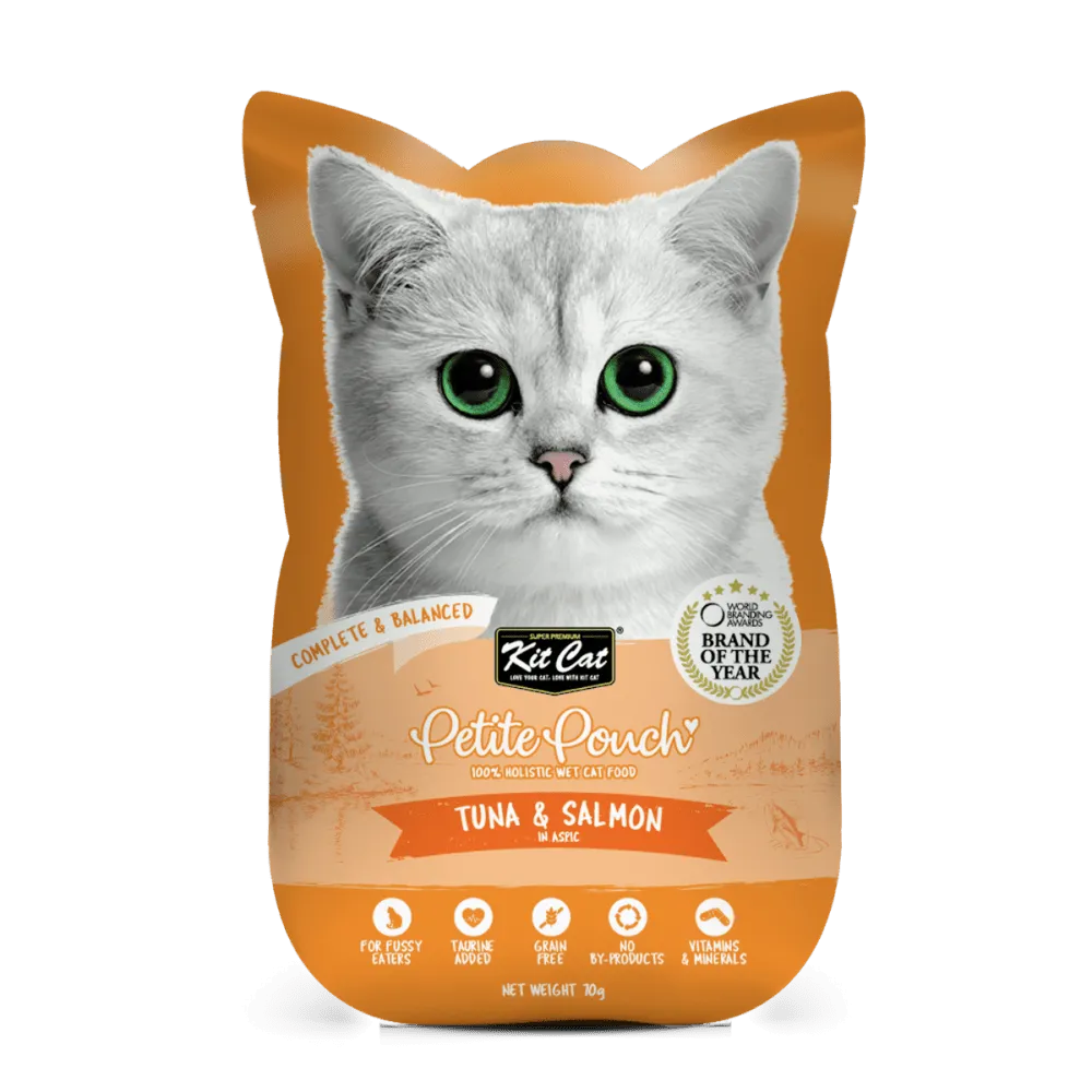 Kit Cat Tuna and White Fish, Tuna & Salmon Fish and Kitten Chicken Cat Wet Food Combo