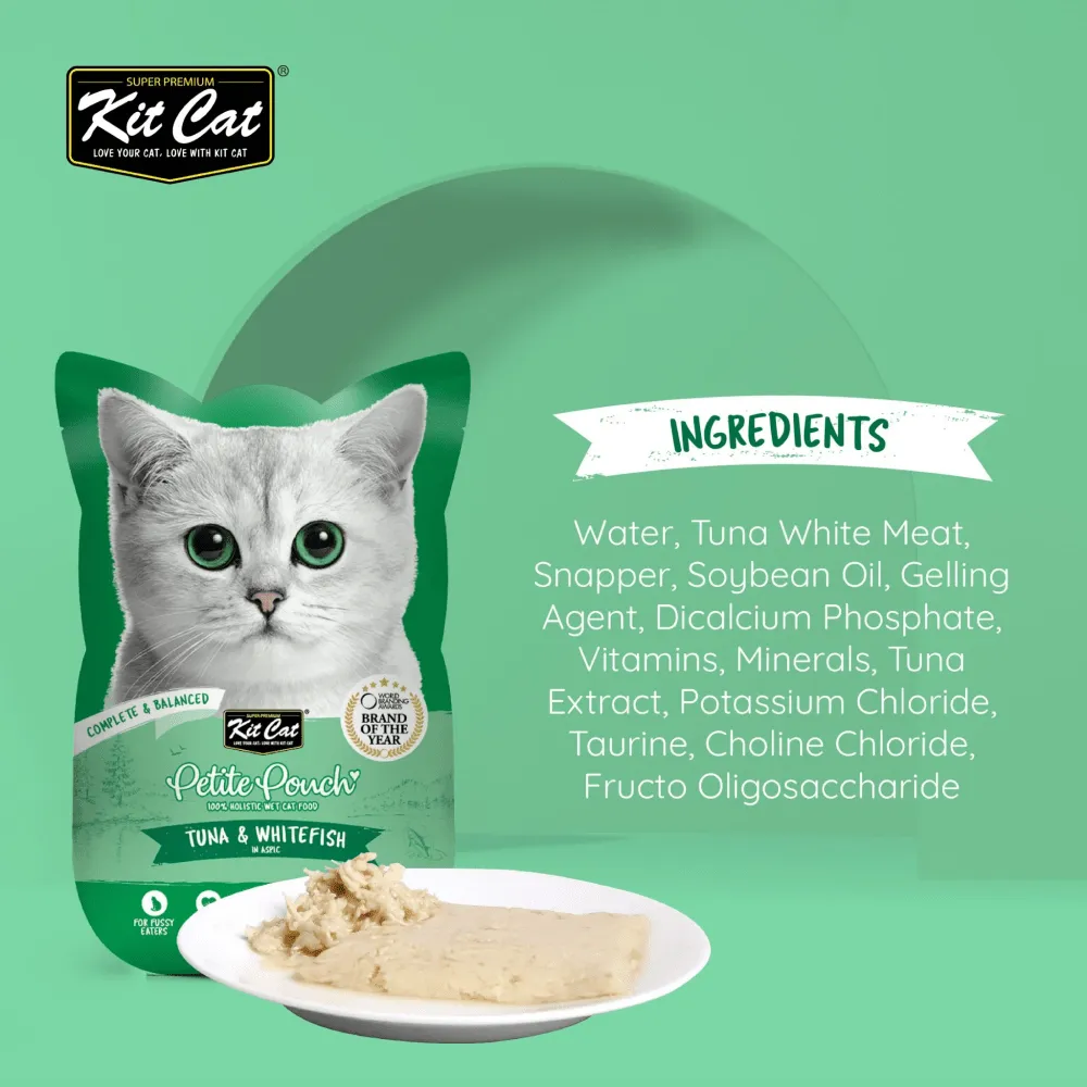 Kit Cat Tuna and White Fish, Tuna & Salmon Fish and Kitten Chicken Cat Wet Food Combo