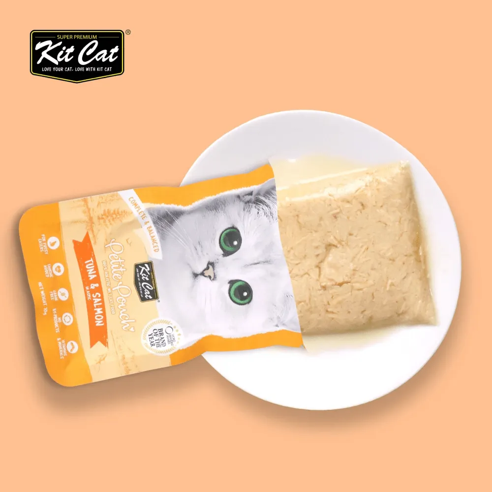 Kit Cat Tuna and White Fish, Tuna & Salmon Fish and Kitten Chicken Cat Wet Food Combo