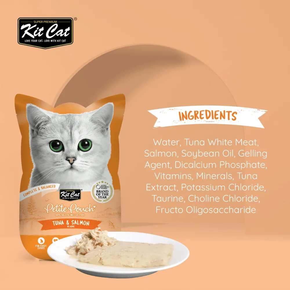 Kit Cat Tuna and White Fish, Tuna & Salmon Fish and Kitten Chicken Cat Wet Food Combo