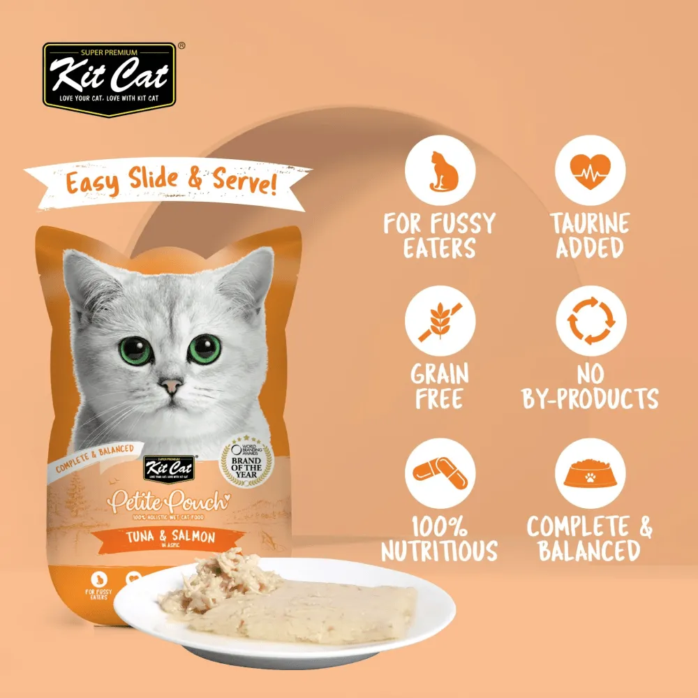 Kit Cat Tuna and White Fish, Tuna & Salmon Fish and Kitten Chicken Cat Wet Food Combo