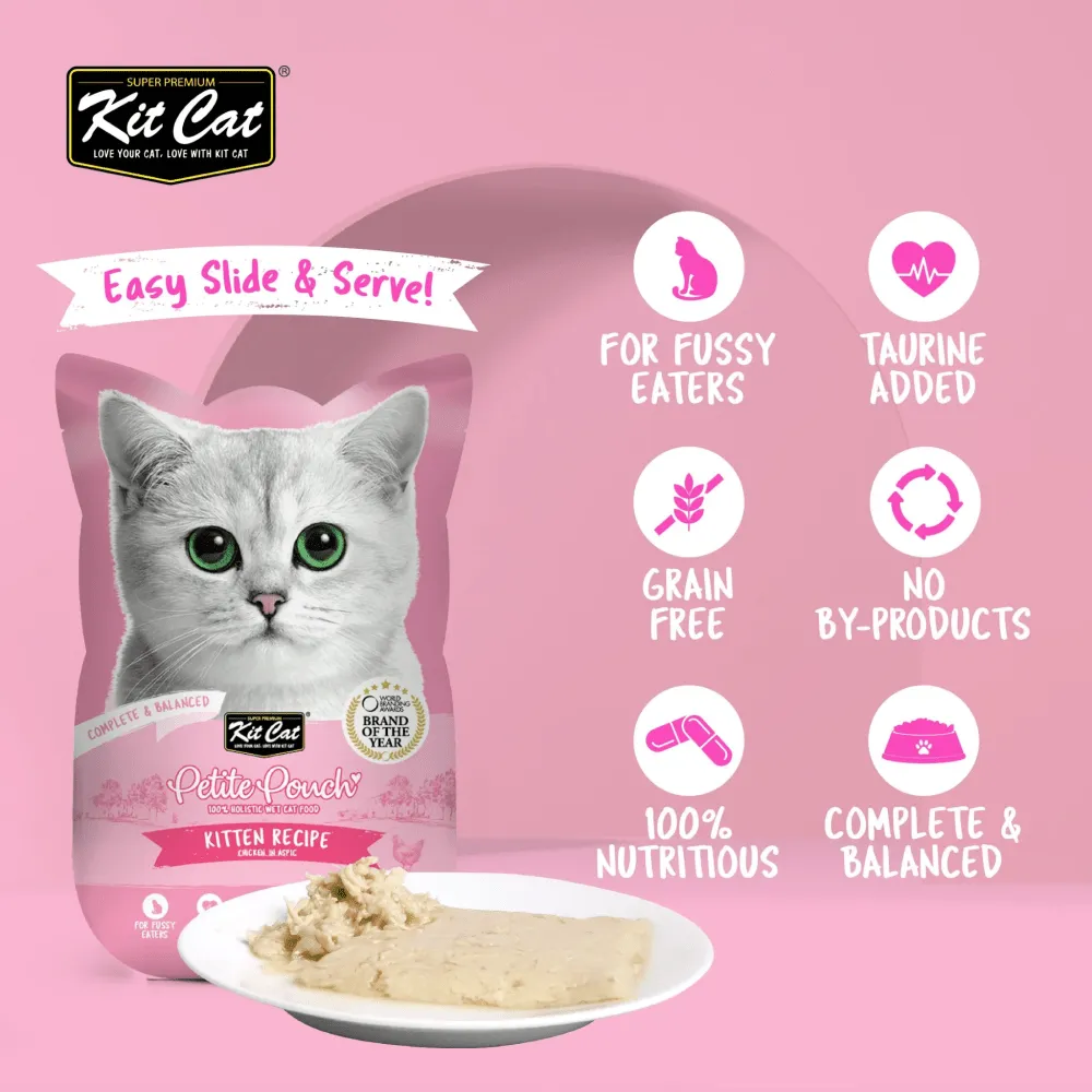 Kit Cat Tuna and White Fish, Tuna & Salmon Fish and Kitten Chicken Cat Wet Food Combo