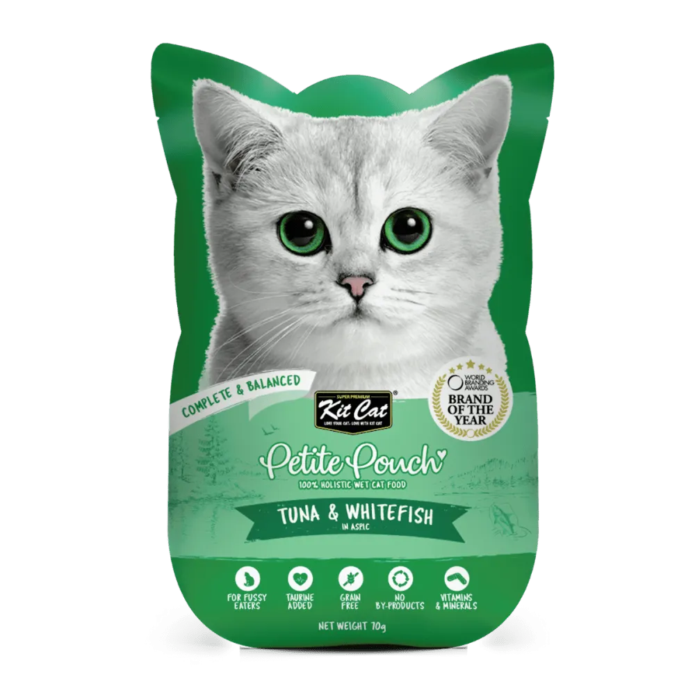 Kit Cat Tuna and White Fish, Tuna & Salmon Fish and Kitten Chicken Cat Wet Food Combo
