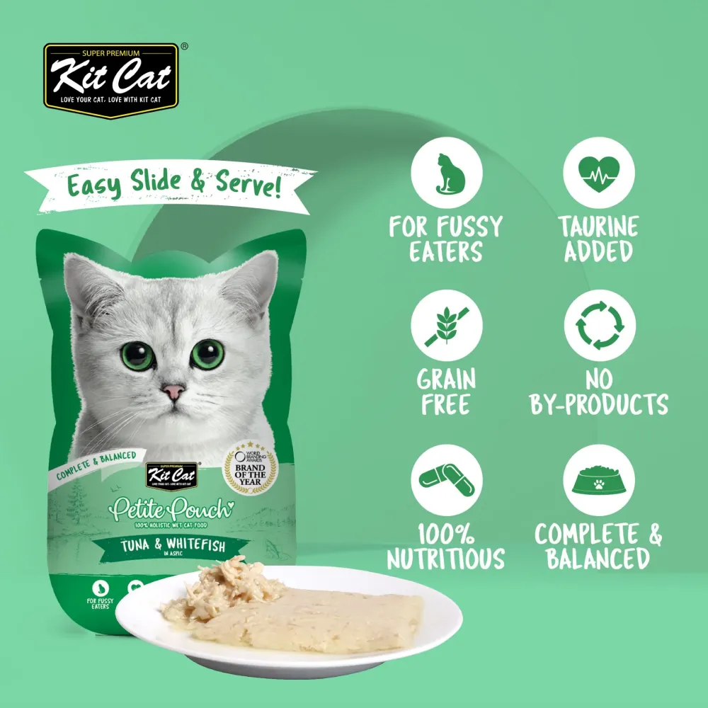 Kit Cat Tuna and White Fish, Tuna & Salmon Fish and Kitten Chicken Cat Wet Food Combo