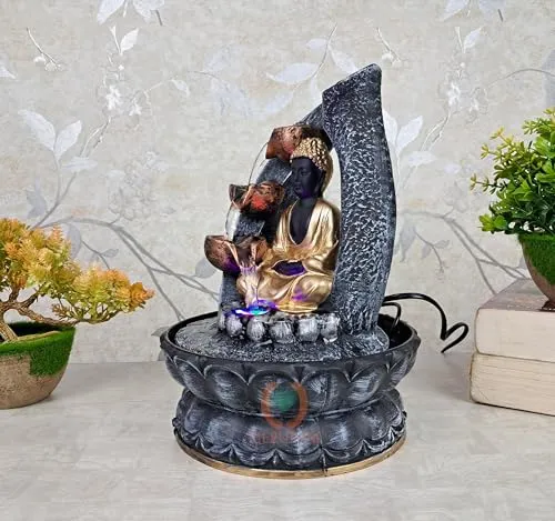 MERUPAM Buddha Tabletop Waterfall Fountain Meditation Relaxing Indoor Decoration, Zen Fountain for Home, Office, Bedroom Decor