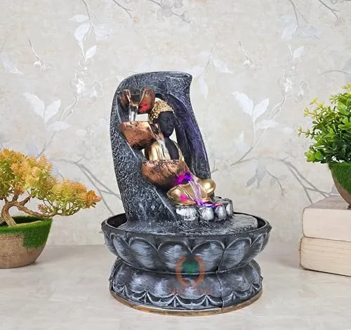 MERUPAM Buddha Tabletop Waterfall Fountain Meditation Relaxing Indoor Decoration, Zen Fountain for Home, Office, Bedroom Decor