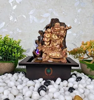 MERUPAM Laughing Buddha Tabletop Waterfall Fountain Meditation Relaxing Indoor Decoration, Zen Fountain for Home, Office, Bedroom Decoration