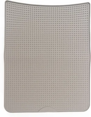 Messy Cats Silicone Litter Mat with Soft Graduated Spikes, 18" x 14", Grey