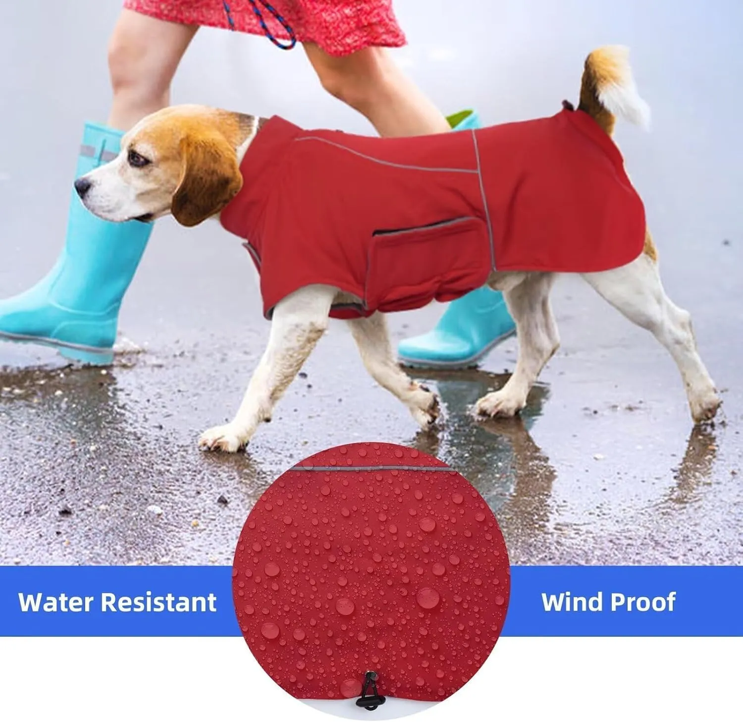 MIGOHI XXL Waterproof Dog Jacket - Winter Coat for Boys & Girls, Golden Retriever, Weimaraner, Red