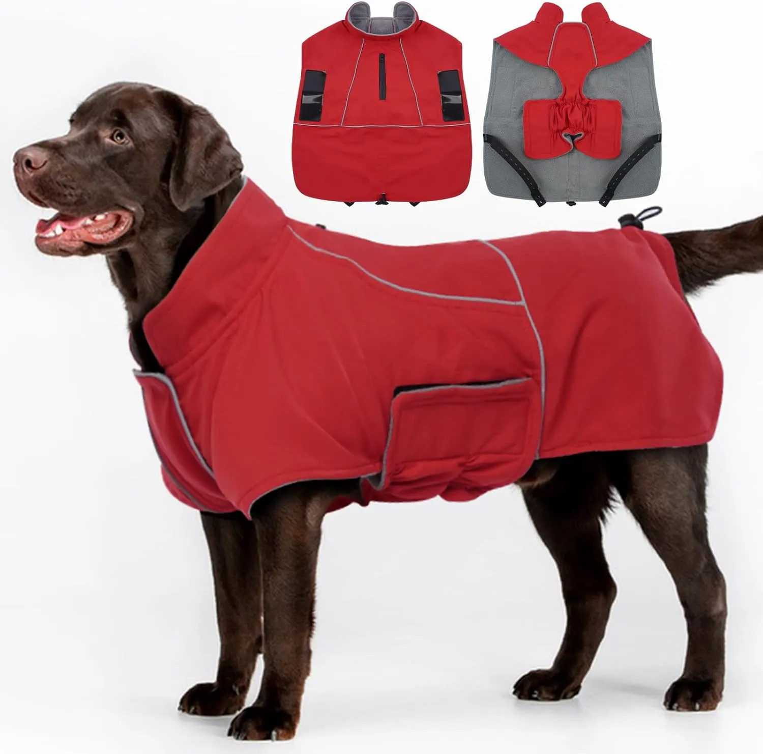 MIGOHI XXL Waterproof Dog Jacket - Winter Coat for Boys & Girls, Golden Retriever, Weimaraner, Red