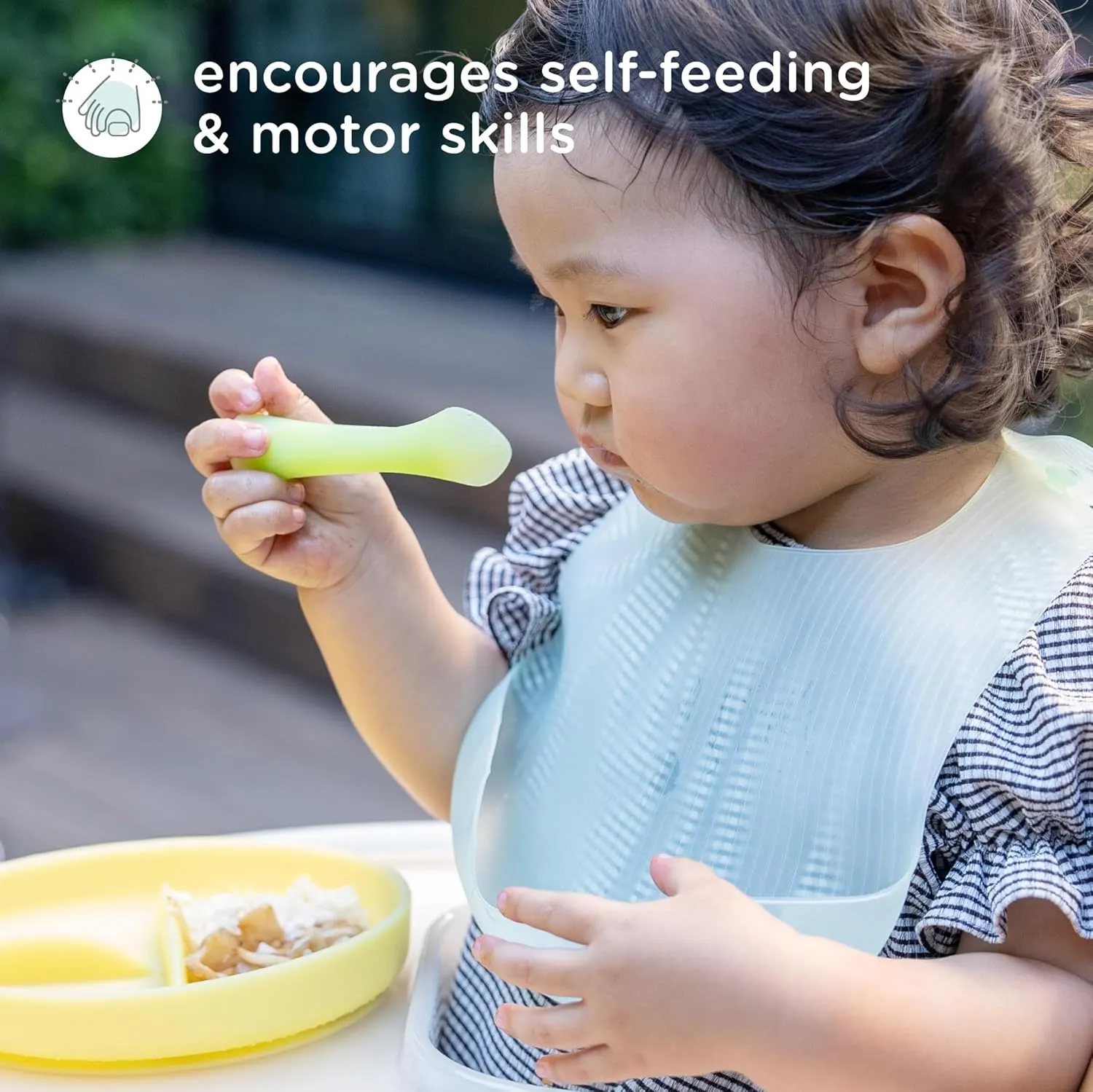 Olababy 100% Silicone Soft-Tip Training Spoon for Baby Led Weaning 2pack (Pearl/Kiwi)
