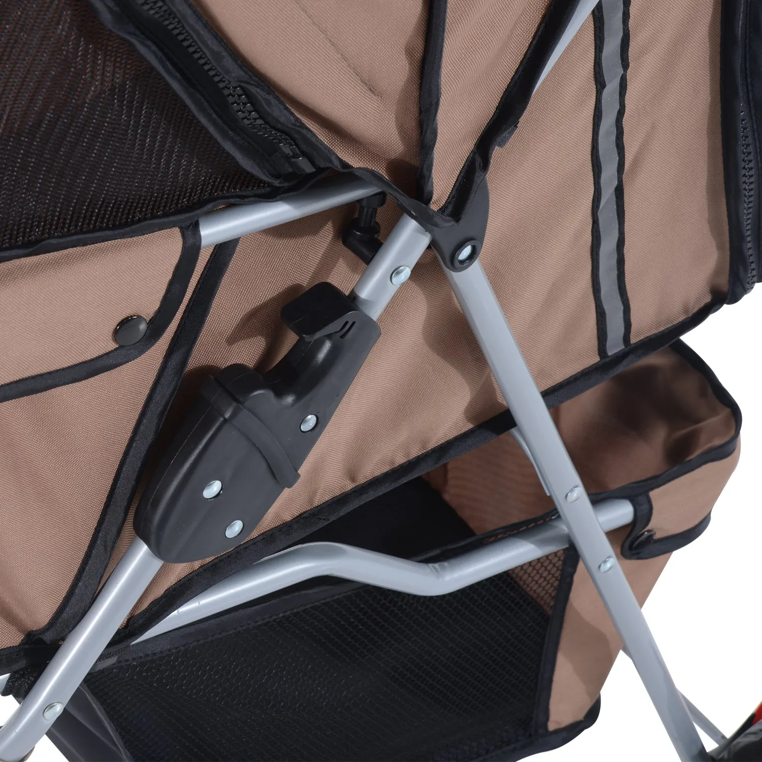PawHut Pet Stroller Pushchair Carrier for Cat Puppy with 3 Wheels Brown