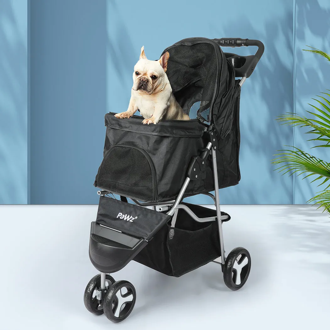 PaWz Large Pet Stroller Dog Cat Carrier - Black