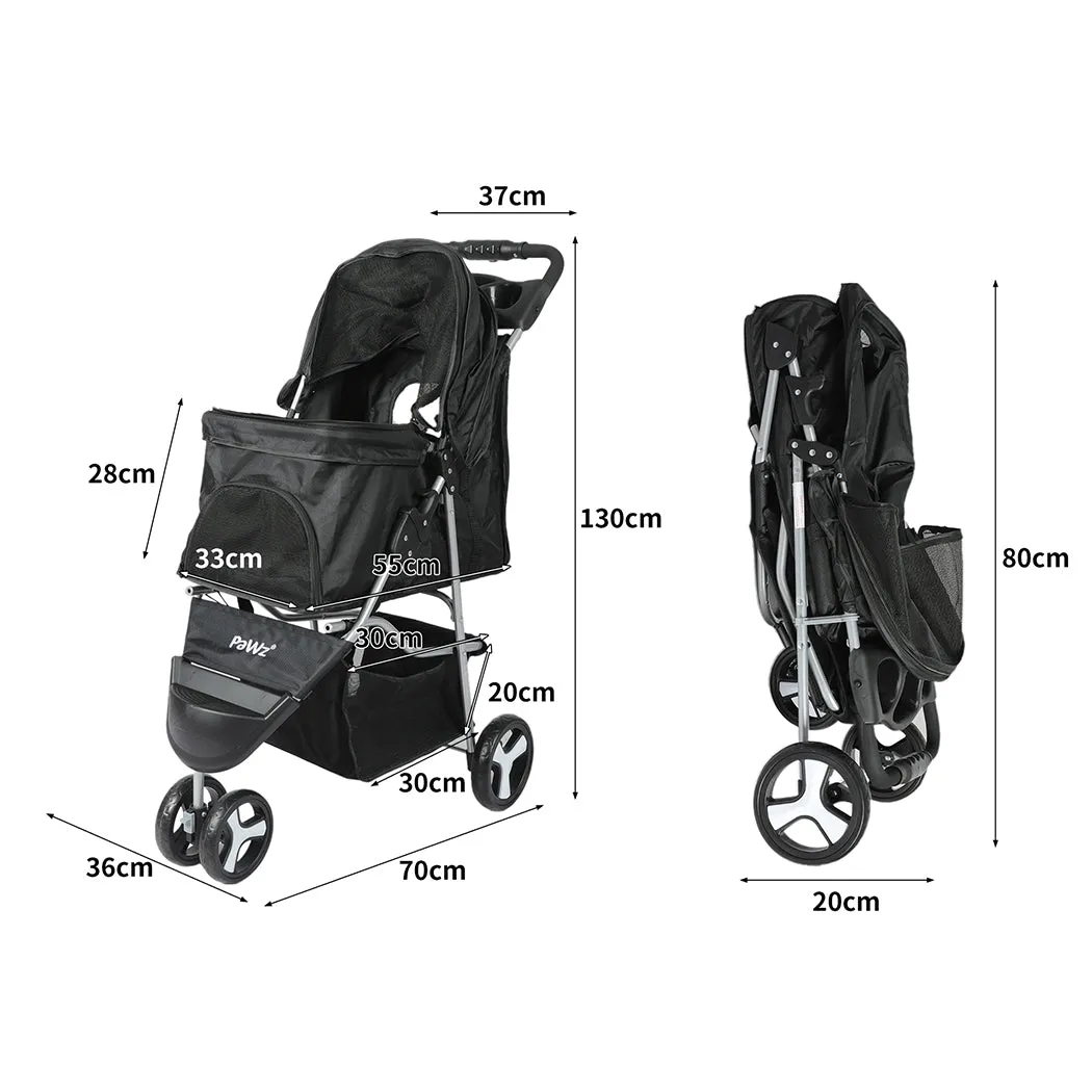 PaWz Large Pet Stroller Dog Cat Carrier - Black