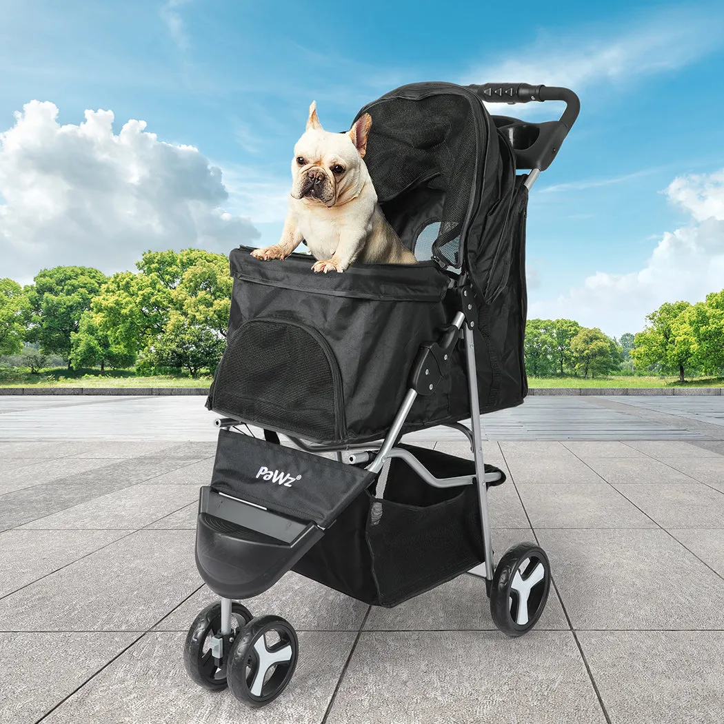 PaWz Large Pet Stroller Dog Cat Carrier - Black