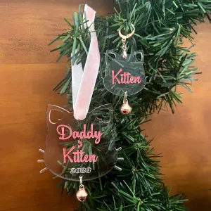 Personalized BDSM Kitten Christmas Ornament & Collar Tag Set