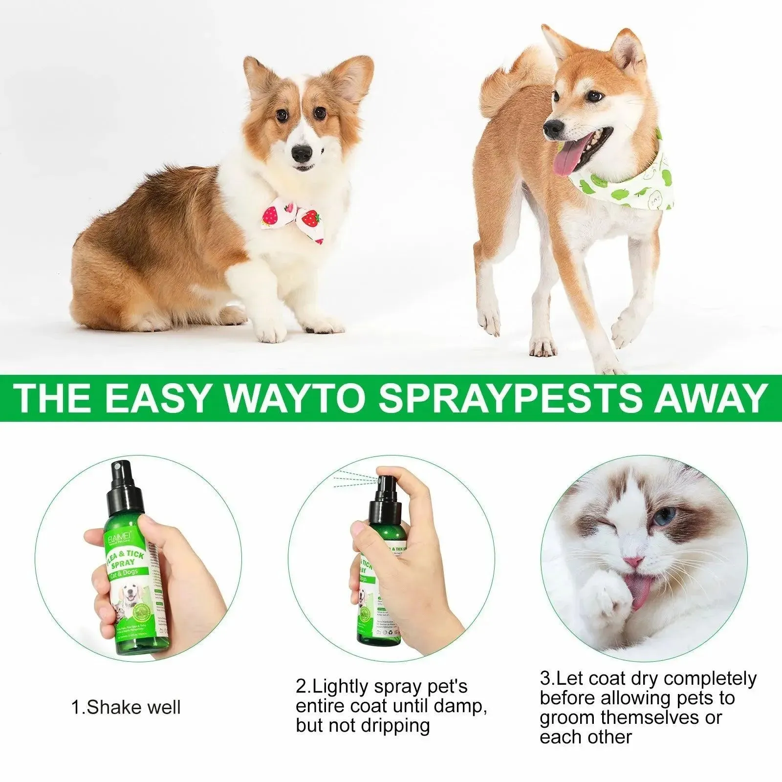 PET Flea & Tick Spray Dogs Cats 100ml