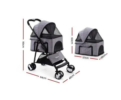 Pet Stroller & Carrier Foldable Pram 3 in 1 - Black