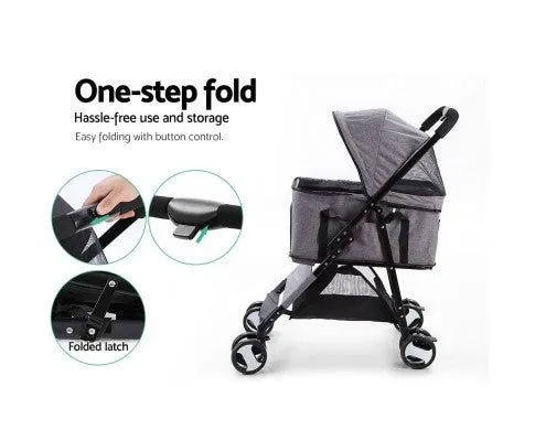 Pet Stroller & Carrier Foldable Pram 3 in 1 - Black