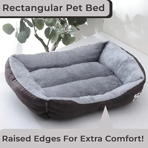 Petvit Dog & Cat Bed|Polyester Face with Cotton & Polyester Filling|Comfortable and Durable|Rectangle Pet Bed for Enhanced Stretching Space|Machine Wash|QY036BR-M|Brown