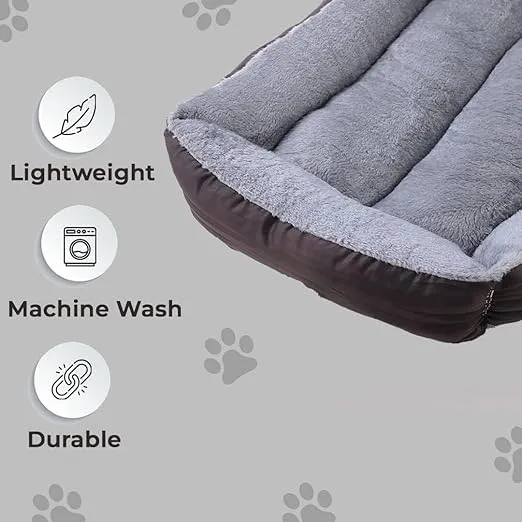 Petvit Dog & Cat Bed|Polyester Face with Cotton & Polyester Filling|Comfortable and Durable|Rectangle Pet Bed for Enhanced Stretching Space|Machine Wash|QY036BR-M|Brown