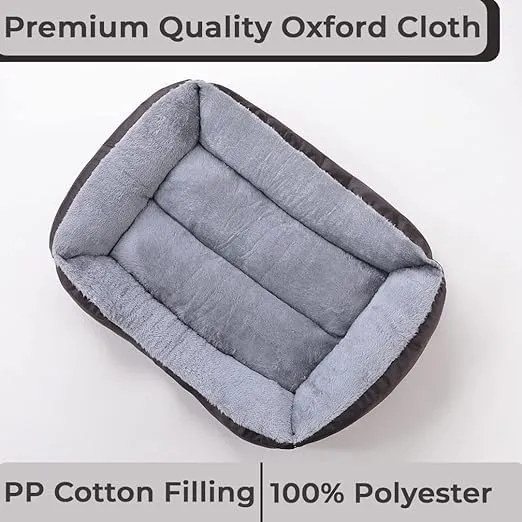 Petvit Dog & Cat Bed|Polyester Face with Cotton & Polyester Filling|Comfortable and Durable|Rectangle Pet Bed for Enhanced Stretching Space|Machine Wash|QY036BR-M|Brown