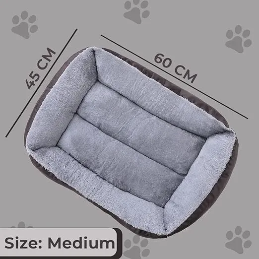 Petvit Dog & Cat Bed|Polyester Face with Cotton & Polyester Filling|Comfortable and Durable|Rectangle Pet Bed for Enhanced Stretching Space|Machine Wash|QY036BR-M|Brown